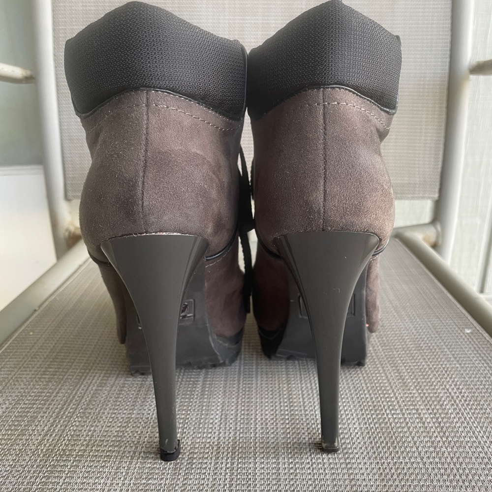 XHILARATION HIGH HEELED PLATFORM HIKING LACE UP BOOTS - Picture 7 of 11